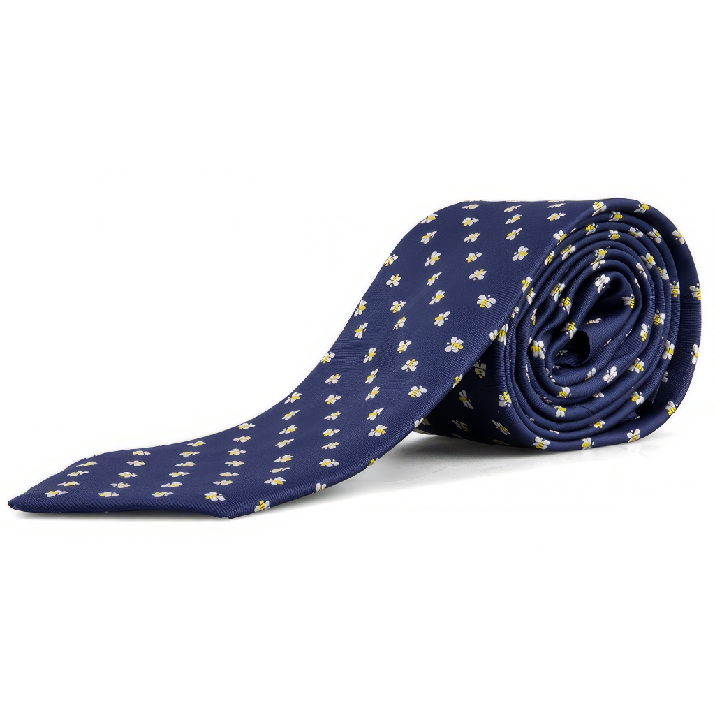 Corbata azul ApiSina con abejas