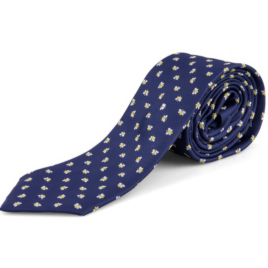 Corbata azul ApiSina con abejas