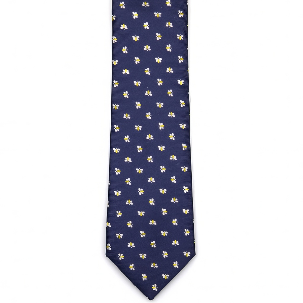 Corbata azul ApiSina con abejas
