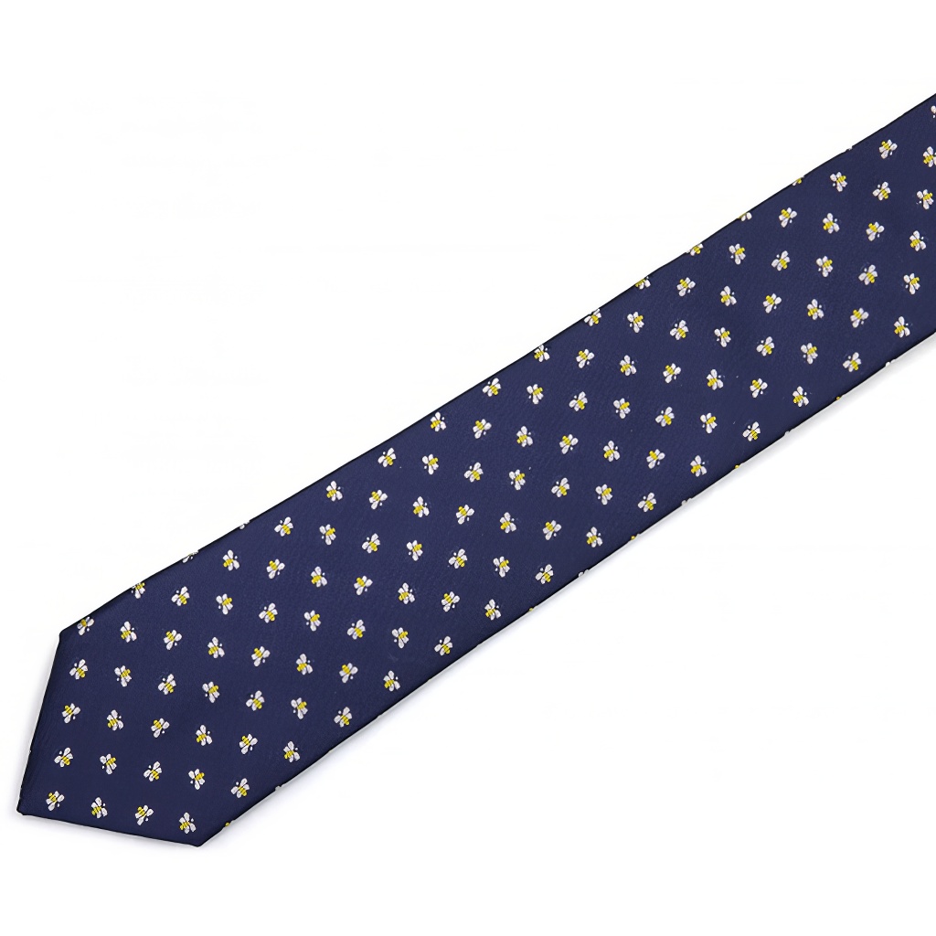 Corbata azul ApiSina con abejas
