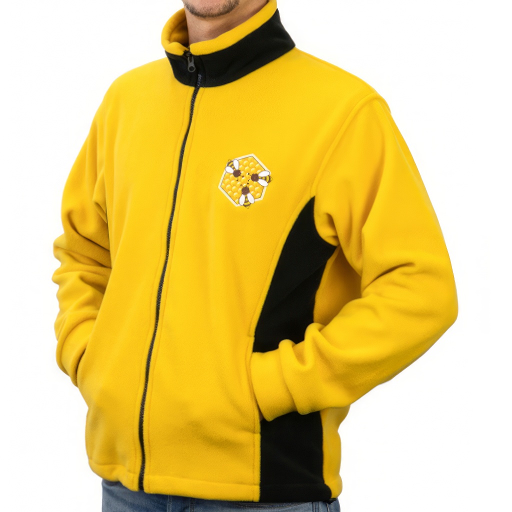 Chaqueta de forro polar ApiSina con logo de panal, amarilla