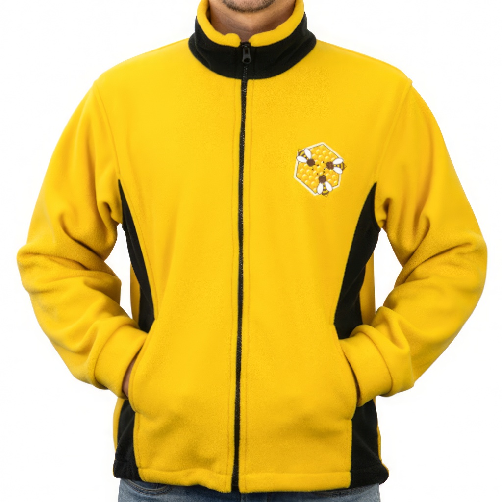 Chaqueta de forro polar ApiSina con logo de panal, amarilla