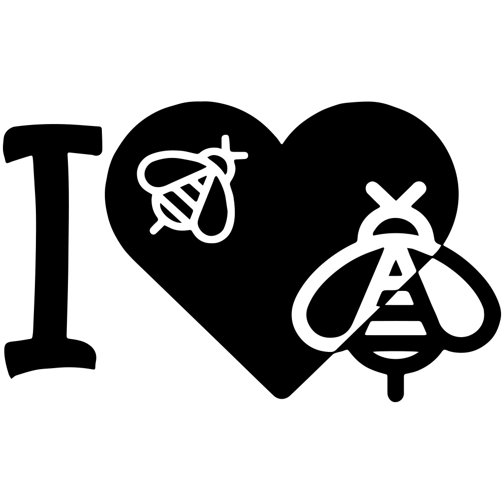 Pegatina I love bees - negra