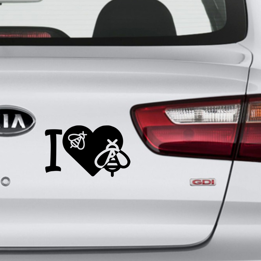 Pegatina I love bees - negra