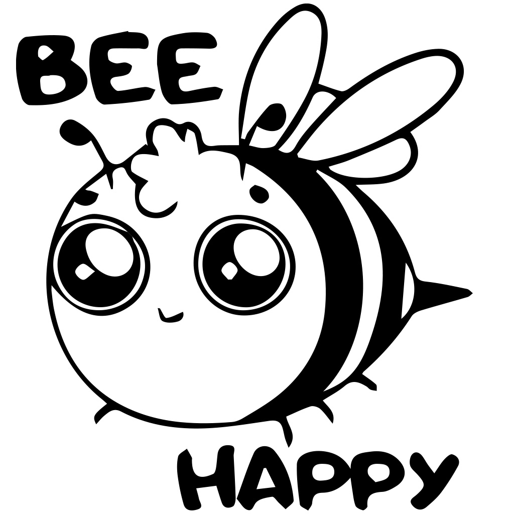 Pegatina Bee happy - negra