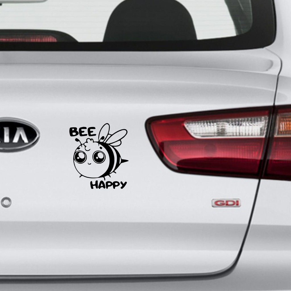 Pegatina Bee happy - negra