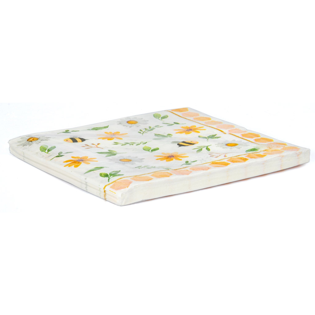 Servilletas de papel Abejas y flores - 20 piezas