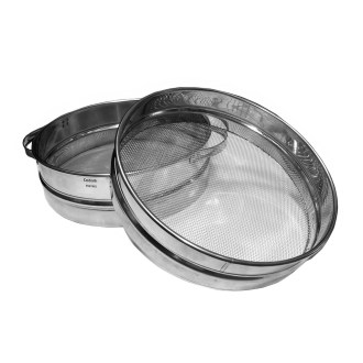 Colador (tamiz) doble de acero inoxidable de 23 cm con asas