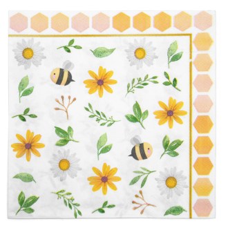 Servilletas de papel Abejas y flores - 20 piezas