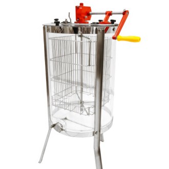 Extractor de miel Mellarius ProLine transparente 4 cuadros manual con manivela grande P45