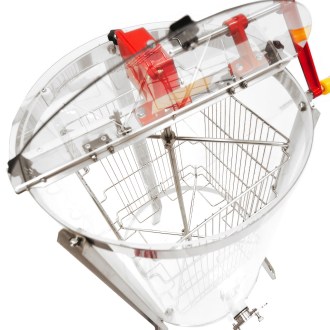 Extractor de miel Mellarius ProLine transparente 4 cuadros manual con manivela grande P45