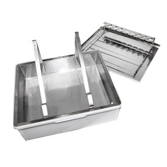 Bandeja de desoperculado ApiNord - acero inoxidable - con soporte para 1 cuadro.