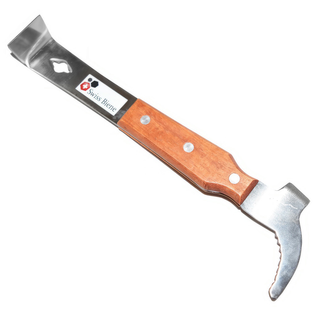 Separador apícola Swiss Biene, grande de acero inoxidable con mango de madera, 26 cm
